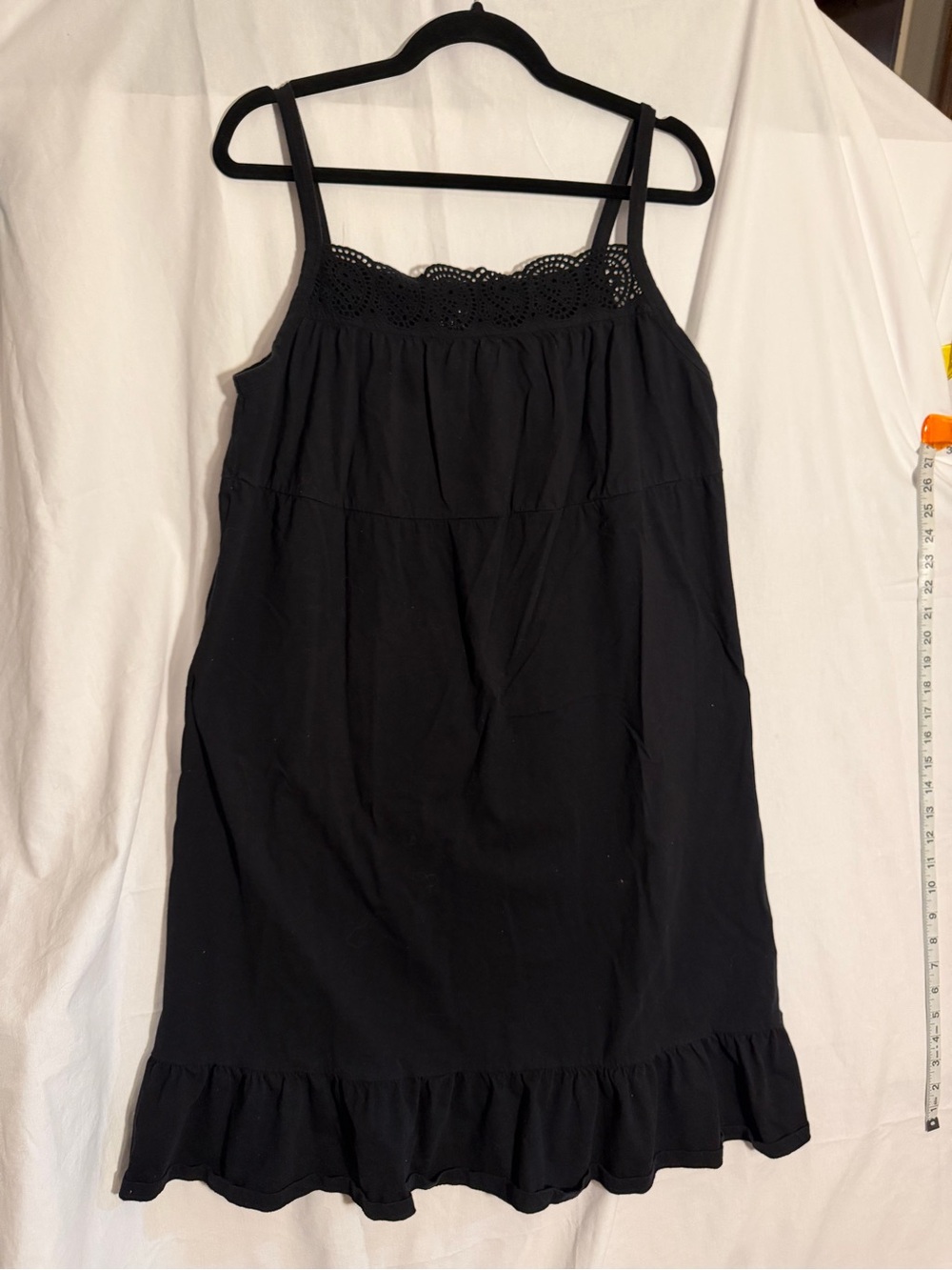 #406 Faded Glory Black Crochet-Trim Chemise dress